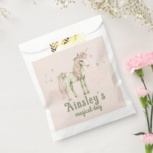 Pink Magical Unicorn Personalized Birthday Favour Bag (Sealed)