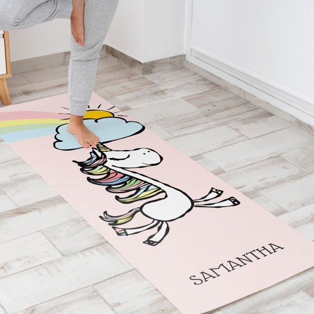 Pink Magical Yoga Unicorn Illustration Mat (Perfect for those who love a little extra sparkle and imagination in their day.)