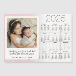 Pink Magnetic Holiday Christmas Card Custom Photo