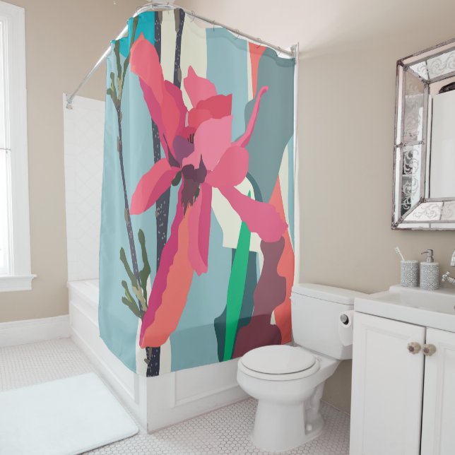 Pink Magnolia Abstract Floral Colour Blocks Home   (In Situ)
