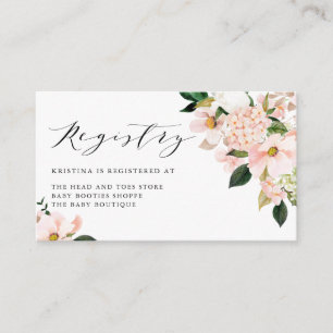 Pink Magnolia and Hydrangea Baby Shower Registry Enclosure Card