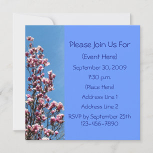 Pink Magnolia Blossoms Floral  Invitation