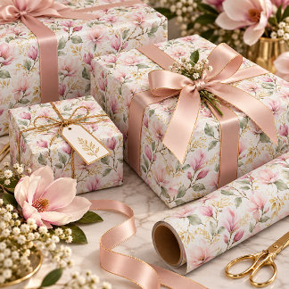 Pink Magnolia Blossoms | Wrapping Paper