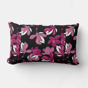 Pink magnolia botanical Print Lumbar Pillow
