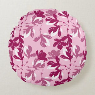 Pink magnolia botanical Print Round Pillow