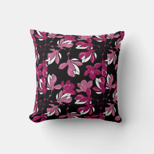 Pink magnolia botanical Print Throw Pillow
