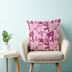 Pink magnolia botanical Print Throw Pillow