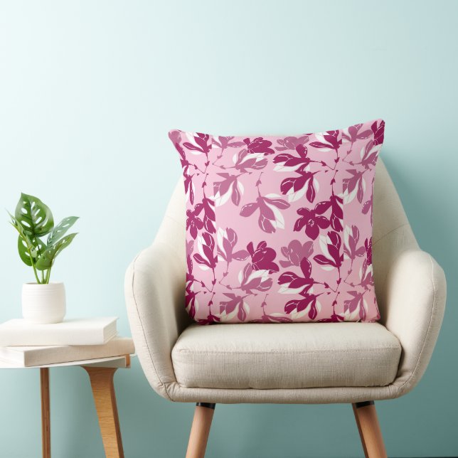 Pink magnolia botanical Print Throw Pillow (Chair)