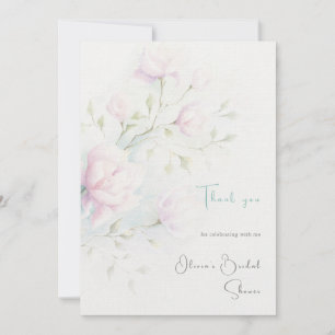 Pink Magnolia Bridal Shower Thank You Card