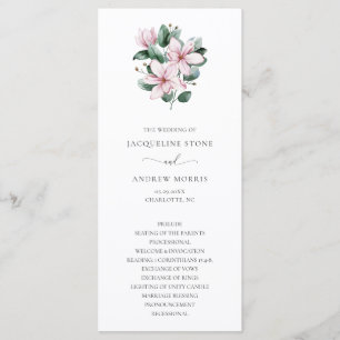 Pink Magnolia Floral Elegant Wedding Program