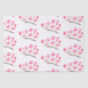 Pink Magnolia floral watercolor elegant Vintage Tissue Paper