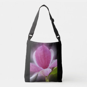 pink magnolia flower crossbody bag