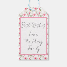 Pink magnolia flower gift tag, personalize 