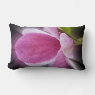 pink magnolia flower lumbar pillow