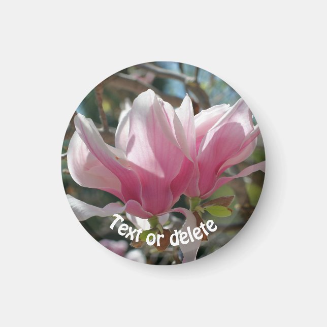 Pink Magnolia Flower Personalized Magnet (Front)