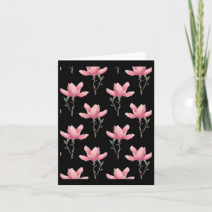 Pink Magnolia Flowers Print Sticker  Card