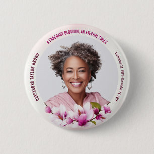 Pink Magnolia Funeral Photo 2 Inch Round Button
