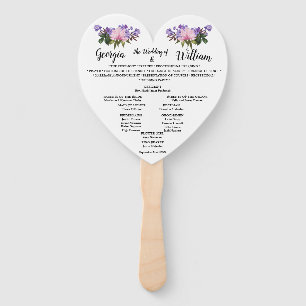 Pink Magnolia Lavender Floral Wedding Menu Fan