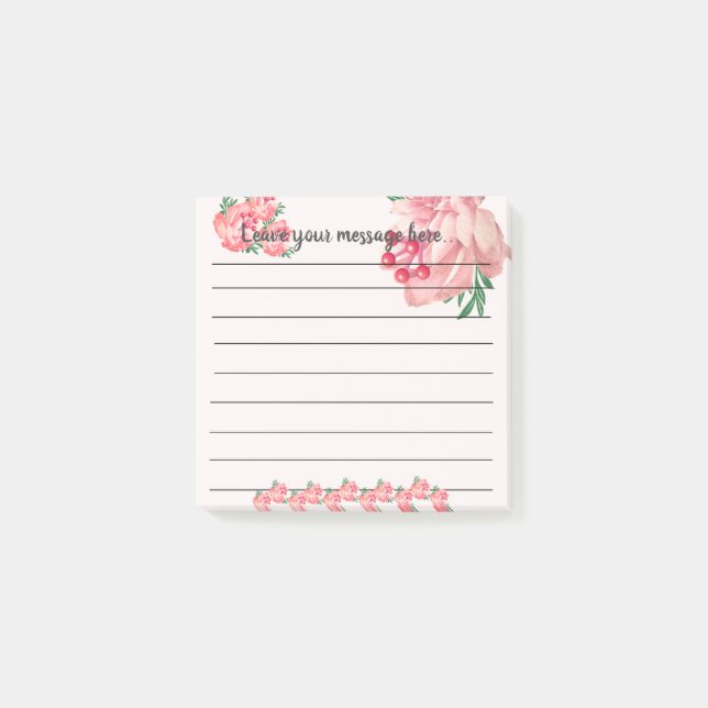 Pink Magnolia Leave Your Message Notes (Front)