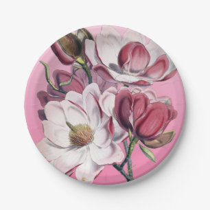 Pink Magnolia Paper Plate