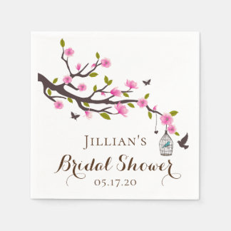 Pink Magnolia Personalized Bridal Shower Napkin