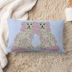 Pink Magnolia Staffordshire Dogs Roses Art Print Lumbar Pillow