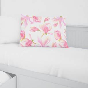 Pink Magnolia Watercolor Accent Pillow