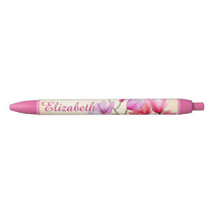 Pink Magnolia Watercolor Personalized Pen