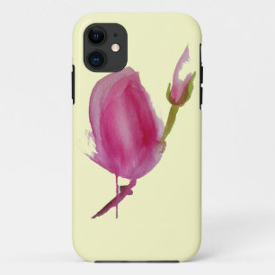 Pink Magnolia watercolour flower art iPhone 11 Case