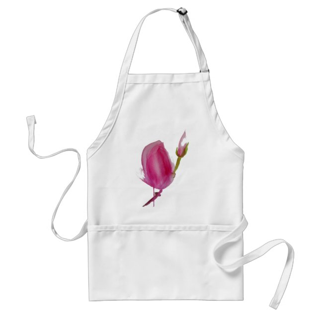 Pink Magnolia watercolour flower art Standard Apron (Front)