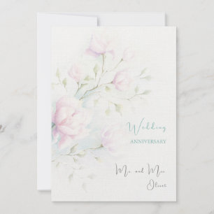 Pink Magnolia Wedding Anniversary Invitation