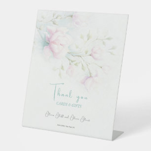 Pink Magnolia Wedding Cards & Gifts Pedestal Sign