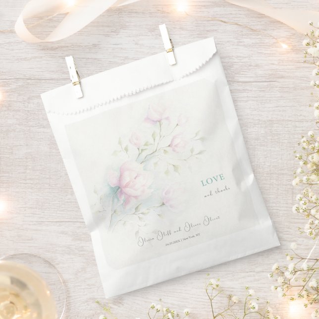 Pink Magnolia Wedding Favour Bag (Clipped)
