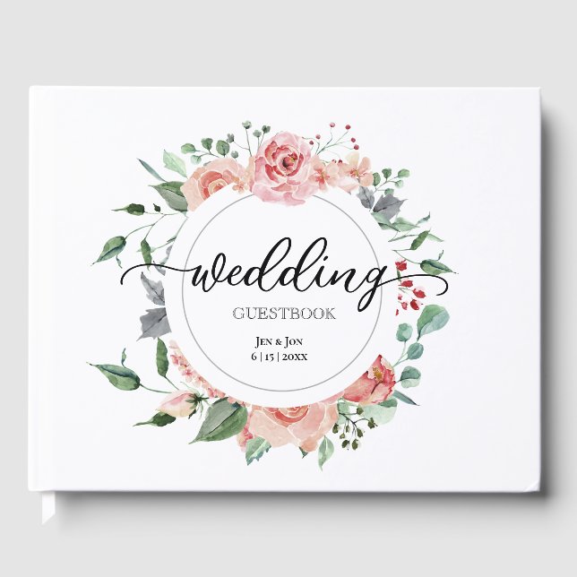 Pink Magnolia Wedding  Guest Book (Front)
