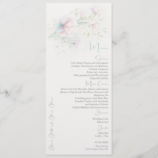Pink Magnolia Wedding Menu (Front)