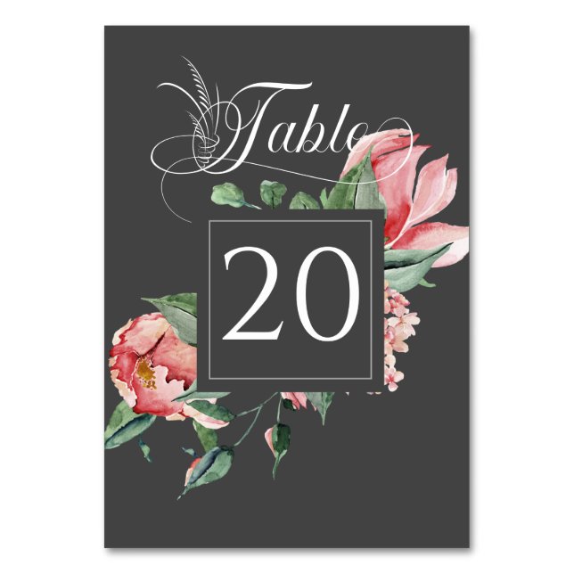 Pink Magnolia Wedding Reception Table Number (Front)