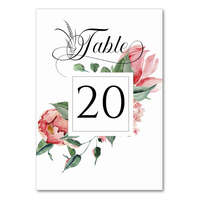 Pink Magnolia, Wedding Reception Table Number (Front)