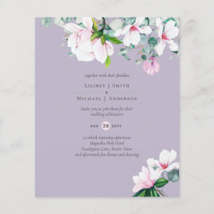 Pink Magnolias Floral and Yellow Wedding Invite Flyer