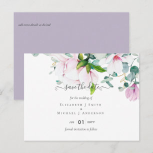 Pink Magnolias Lavender Eucalyptus Save Dates Post Postcard