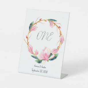 Pink Magnolias Tabletop Pedestal Sign