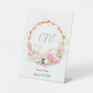 Pink Magnolias Tabletop Pedestal Sign