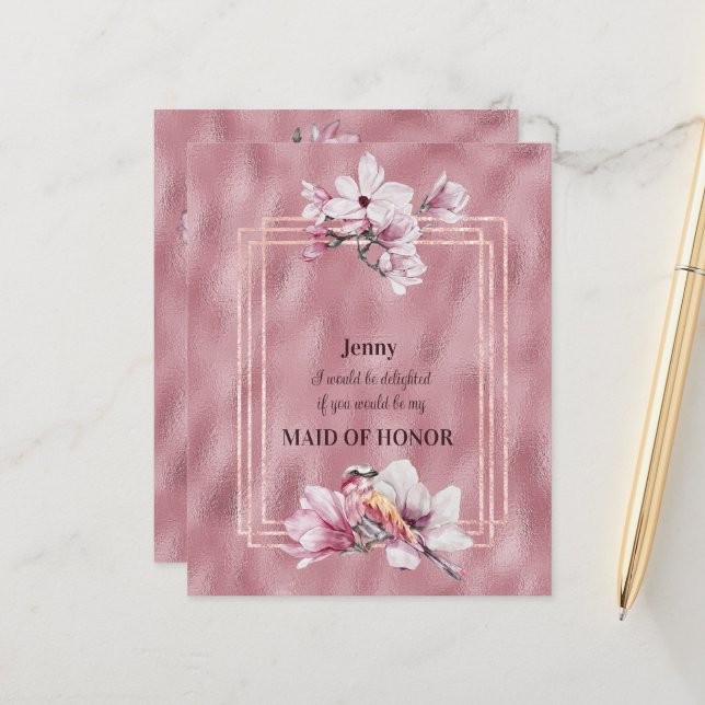 Pink Magnolias Will You Be My Maid of Honour (Front/Back In Situ)