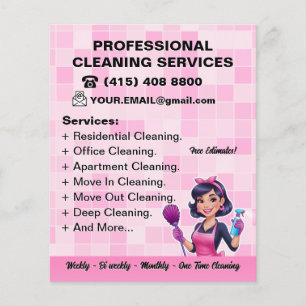 Pink Maid Janitorial Lady House Cleaning Service Flyer