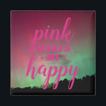 Pink Makes Me Happy with Aurora Magnet<br><div class="desc">'Pink Makes Me Happy' favorite color typography design magnet with pretty aurora background! Optionally, customize any / all text and also personalize the color of the typography & dot accents to match! The world could use more happiness! Snag this cheery design today! (You may need to shrink the size of...</div>