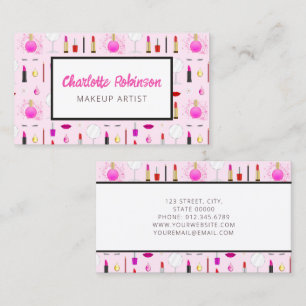 Pink Makeup Artist Business Card