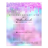 Pink Makeup Beauty Salon Rose Holograph Price List Flyer (Front)