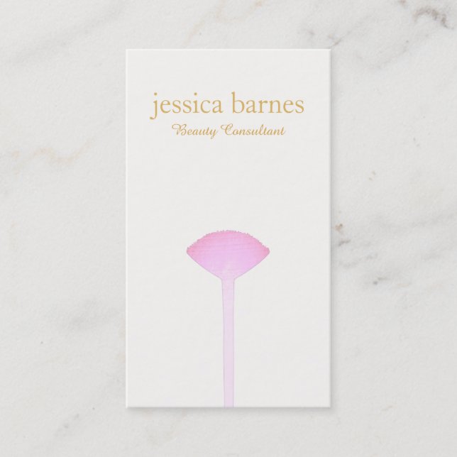 Pink Makeup Brush, Simple Makeup Artist 2 Business Card (Front)
