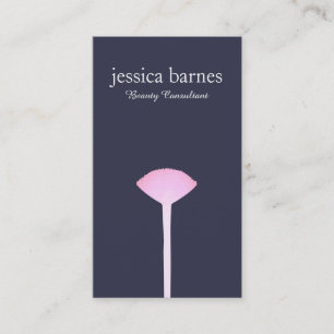 Pink Makeup Brush, Simple Makeup Artist Navy Business Card