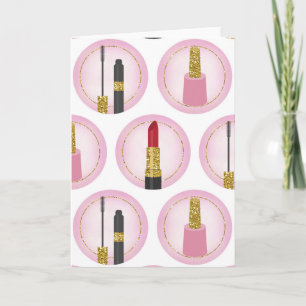 Pink Makeup Cosmetics Pattern Cosmetology Card