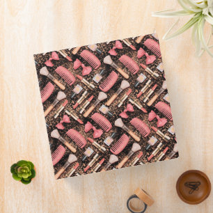 Pink Makeup Cosmetics Pattern Glitter  Binder